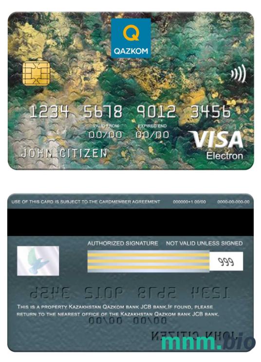 Kazakhstan Qazkom bank JCB bank visa electron karta przykład w formacie PSD